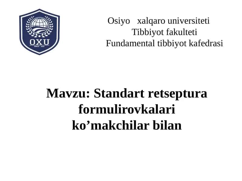 Rеtsеptura formulirovkalari