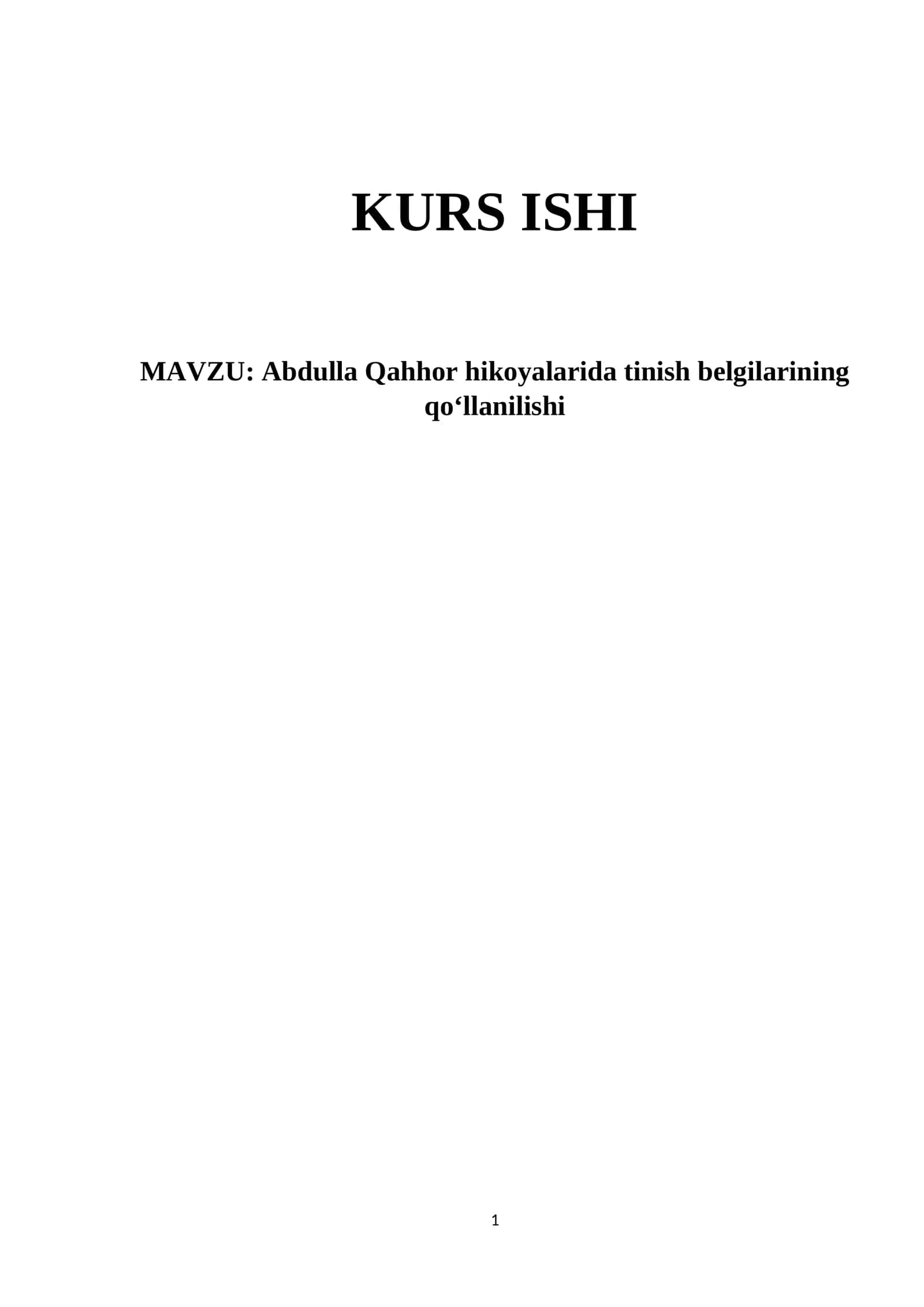 Abdulla Qahhor hikoyalarida tinish belgilarining qo‘llanilishi