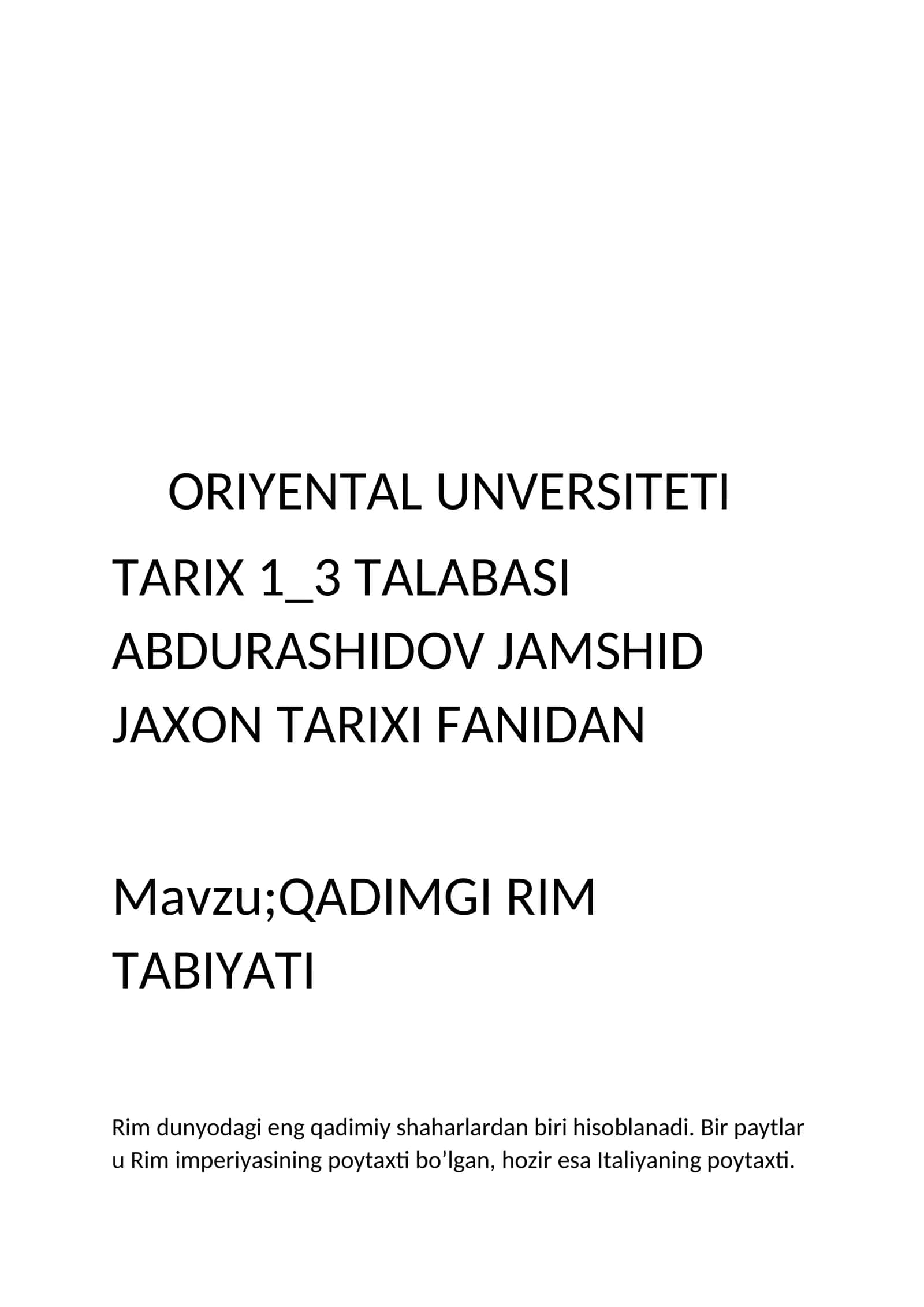QADIMGI RIM TABIYATI