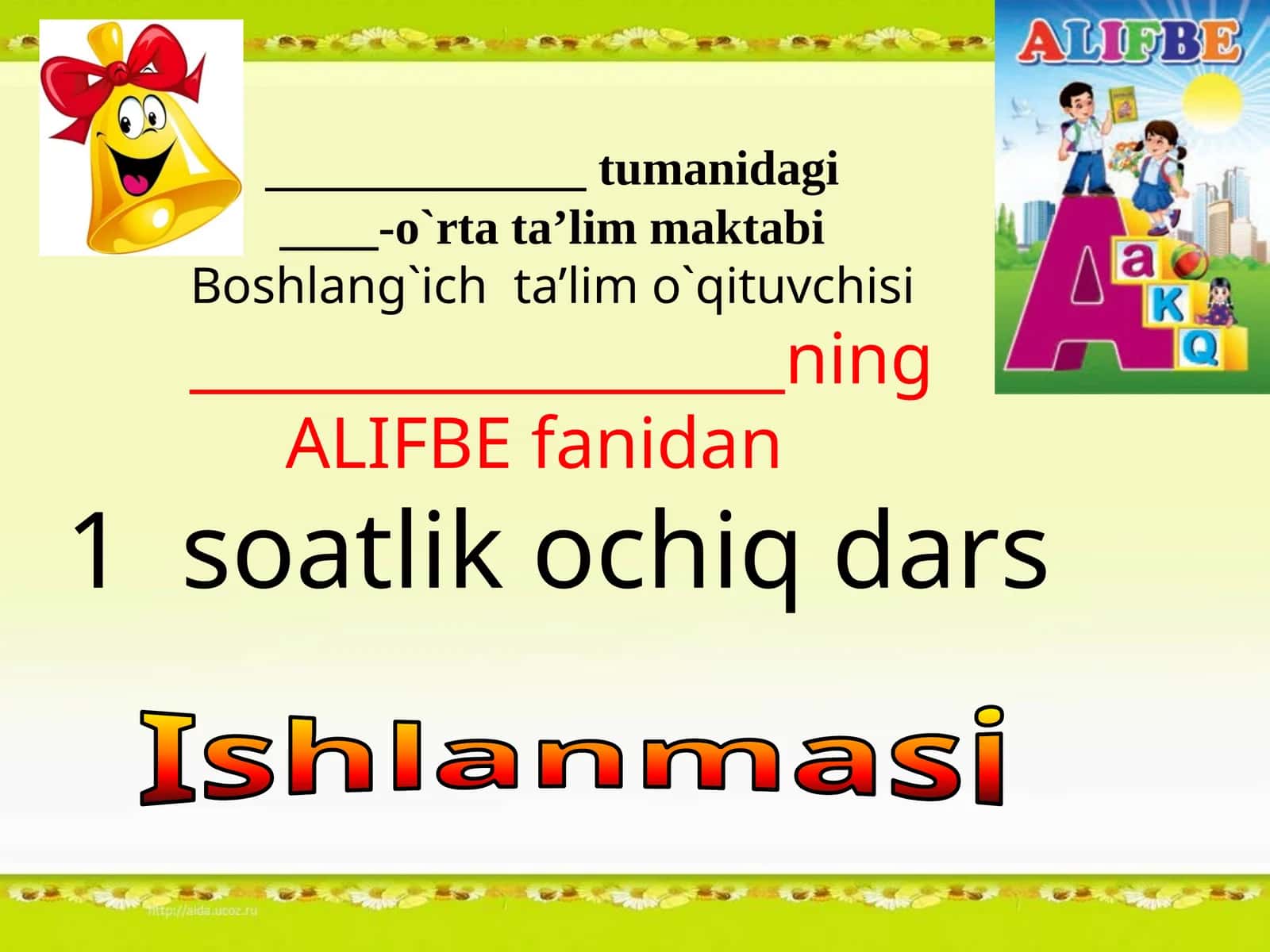 Alifbe fanidan 1-soatlik ochiq dars V tovushi va Vv harfi