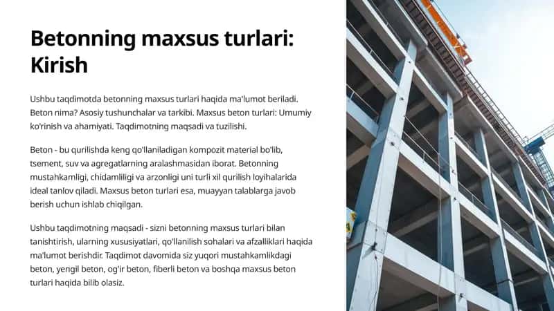 Betonning maxsus turlari: Kirish