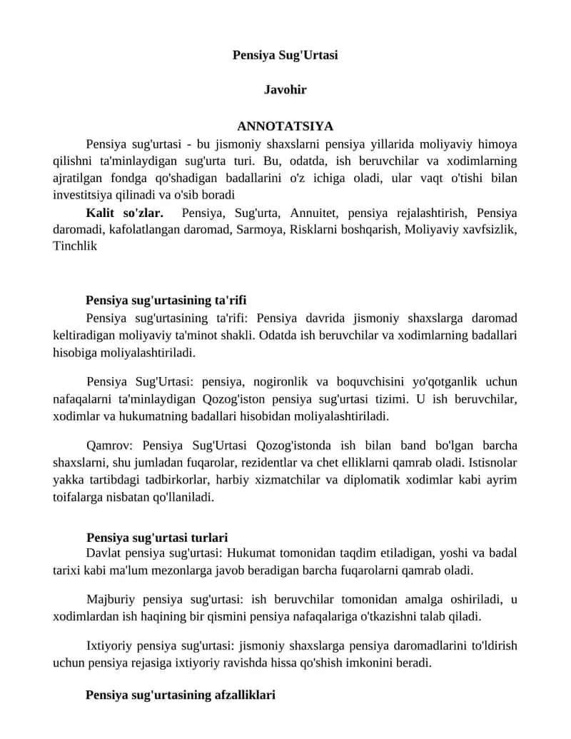 Pensiya Sug'Urtasi