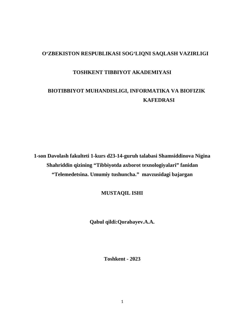 Telemedetsina. Umumiy tushuncha