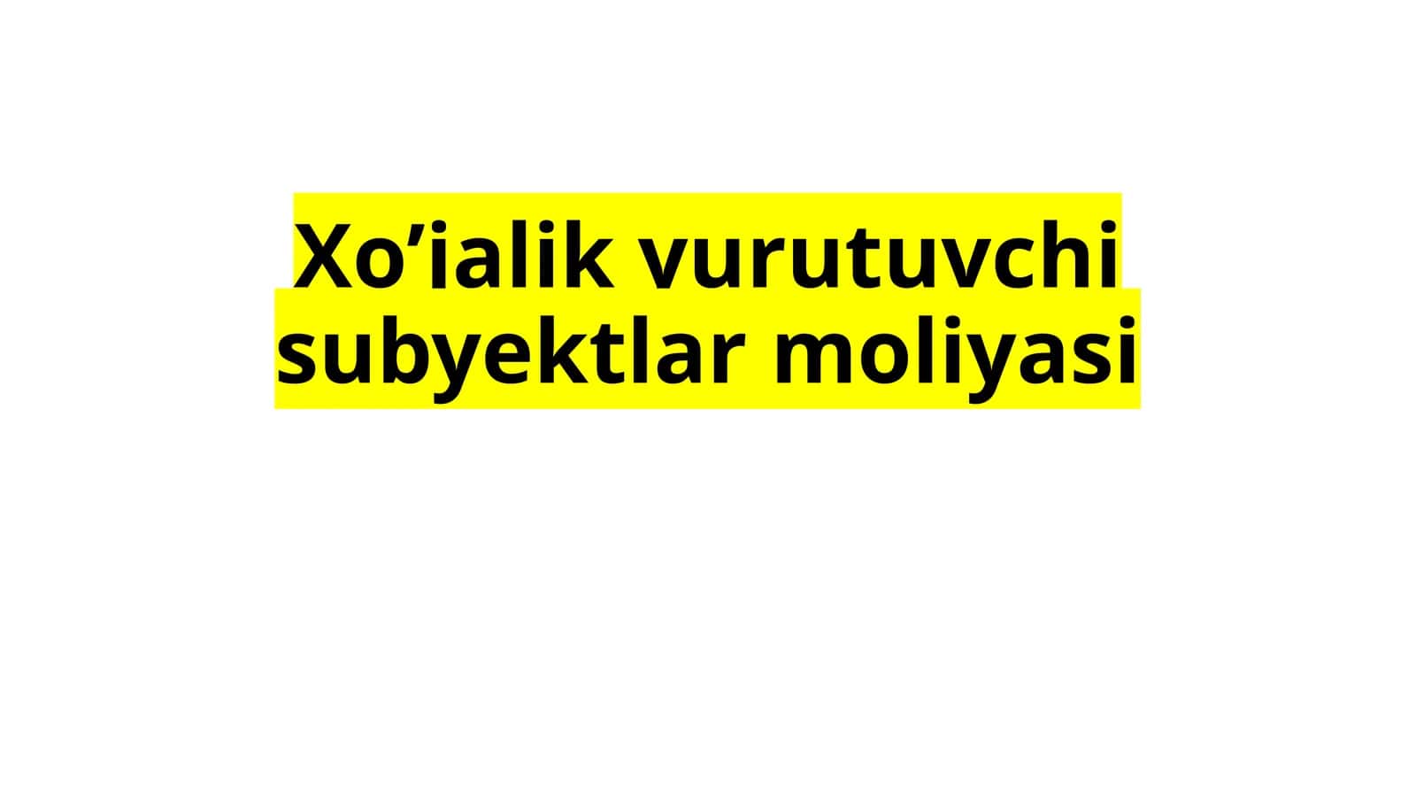 Xo’jalik yurutuvchisi sub'ektlarining moliyasi