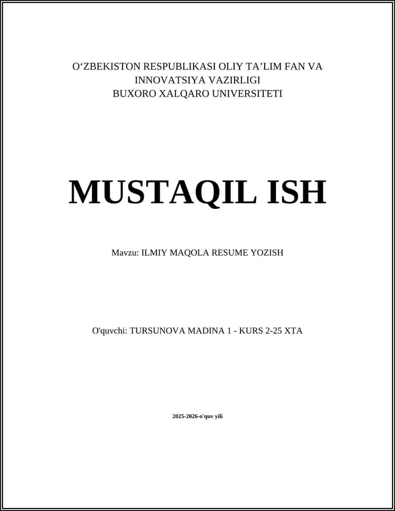 ILMIY MAQOLA RESUME YOZISH