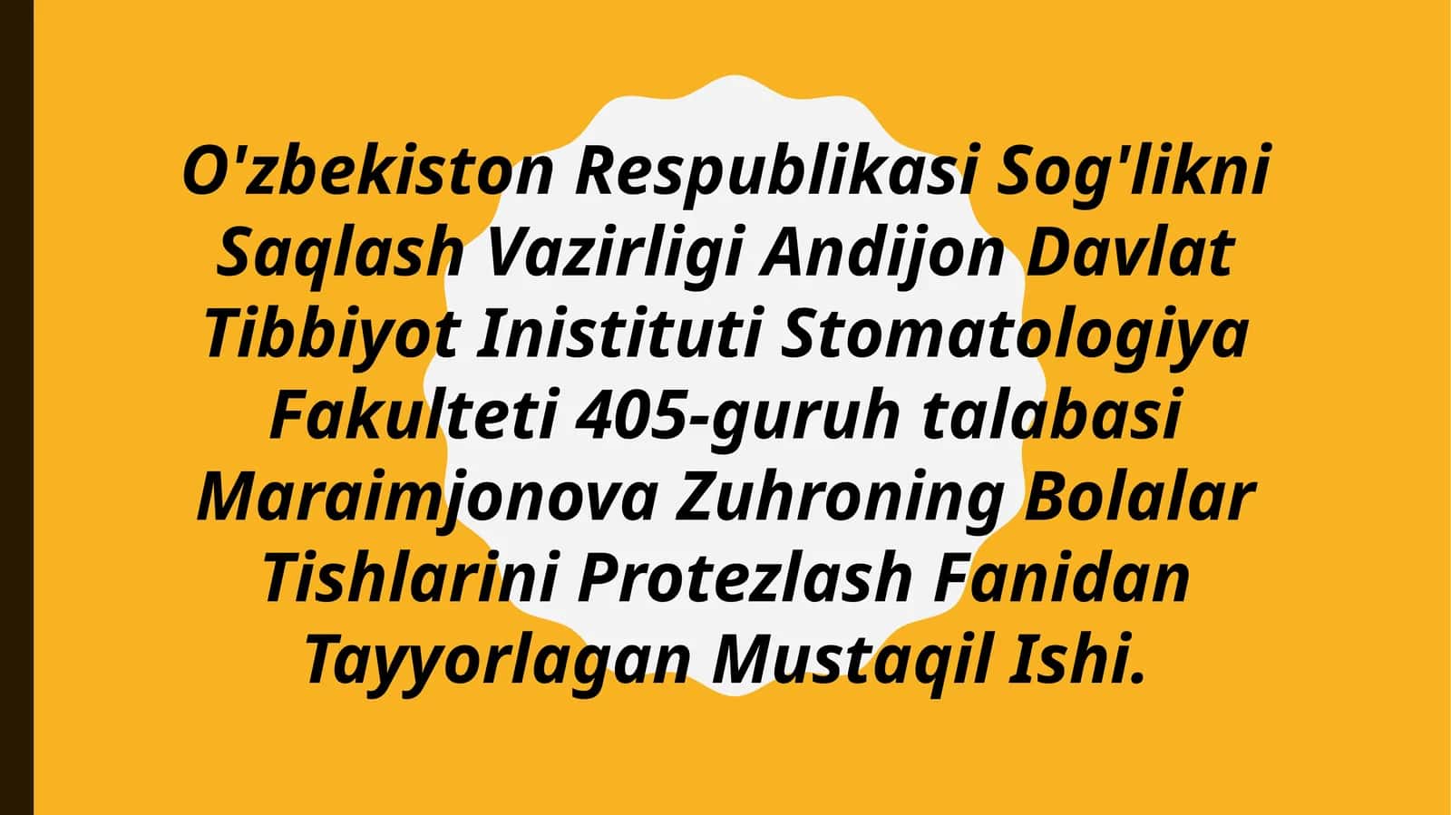X.N.Shamsiyevning Ko’priksimon protezi
