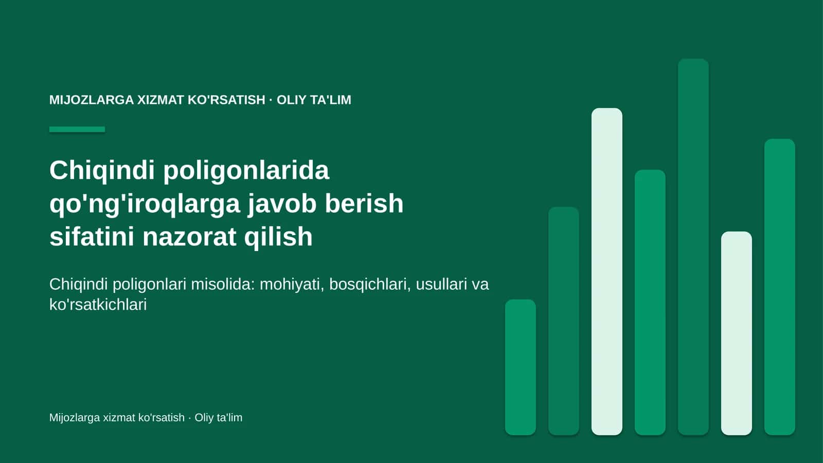 Mijozlarga xizmat ko'rsatish · Oliy ta'lim