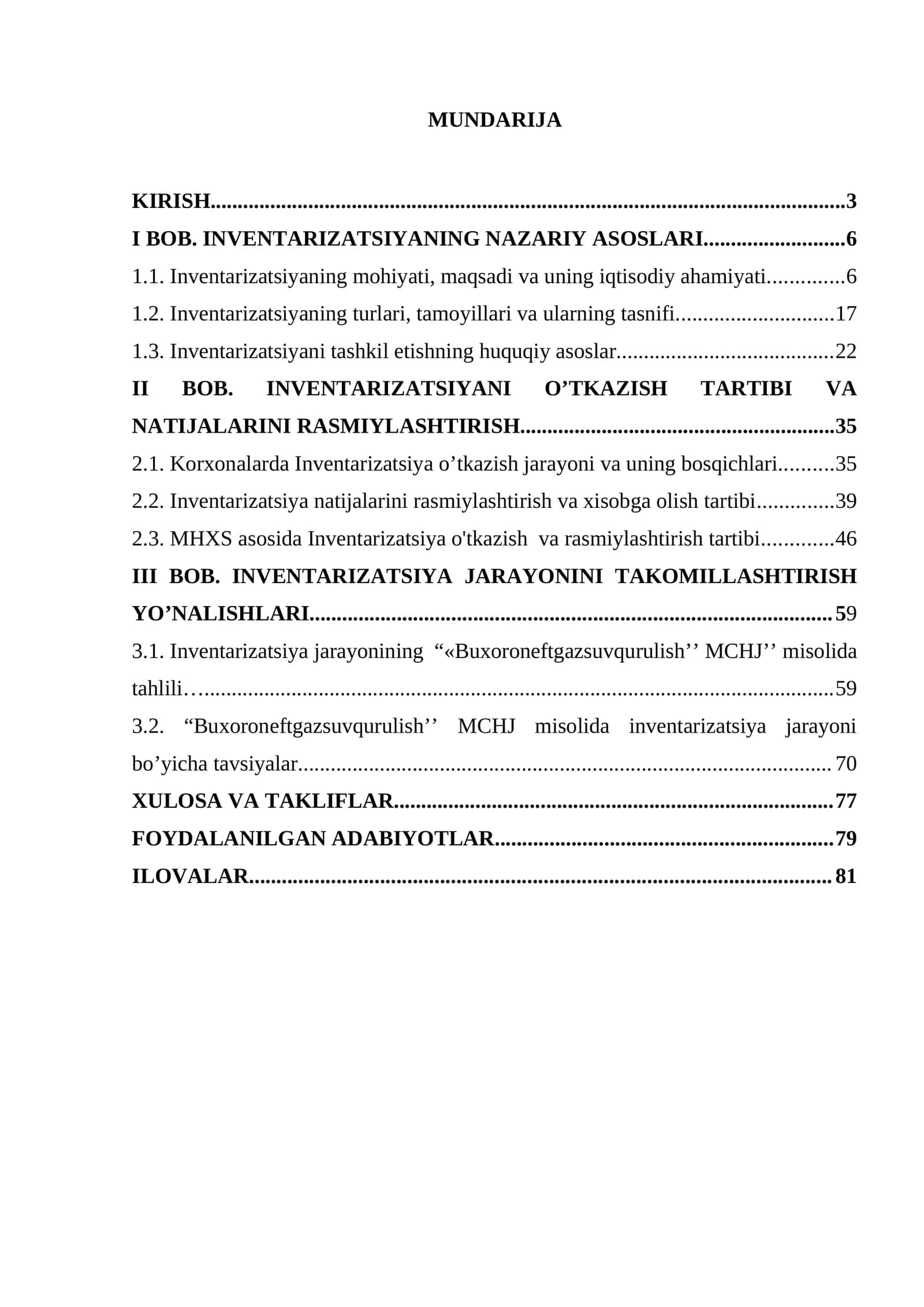 INVENTARIZATSIYANING NAZARIY ASOSLARI