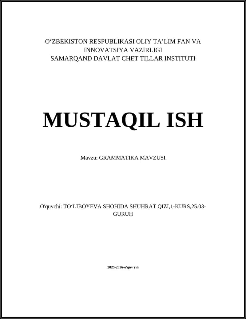GRAMMATIKA MAVZUSI