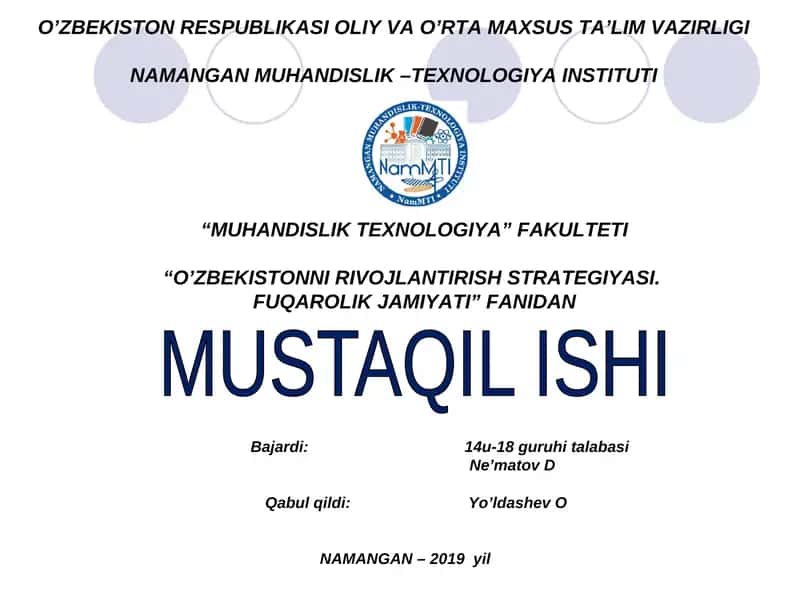 O’ZBEKISTONNI RIVOJLANTIRISH STRATEGIYASI. FUQAROLIK JAMIYATI