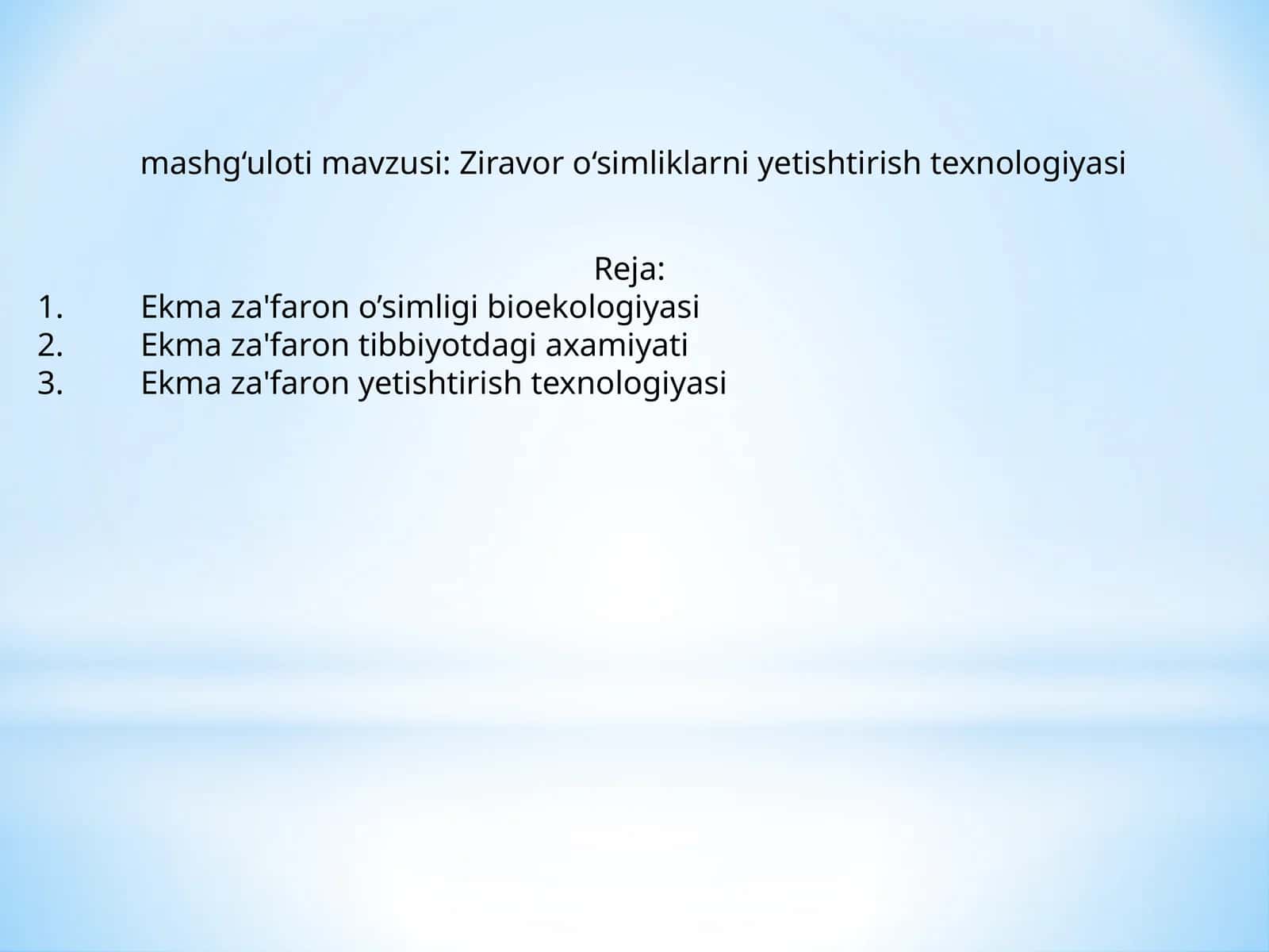 Ekma za'faron o‘simligi bioekologiyasi