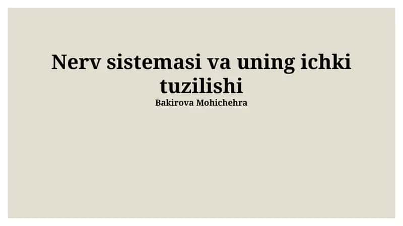 Nerv sistemasi va uning ichki tuzilishi
