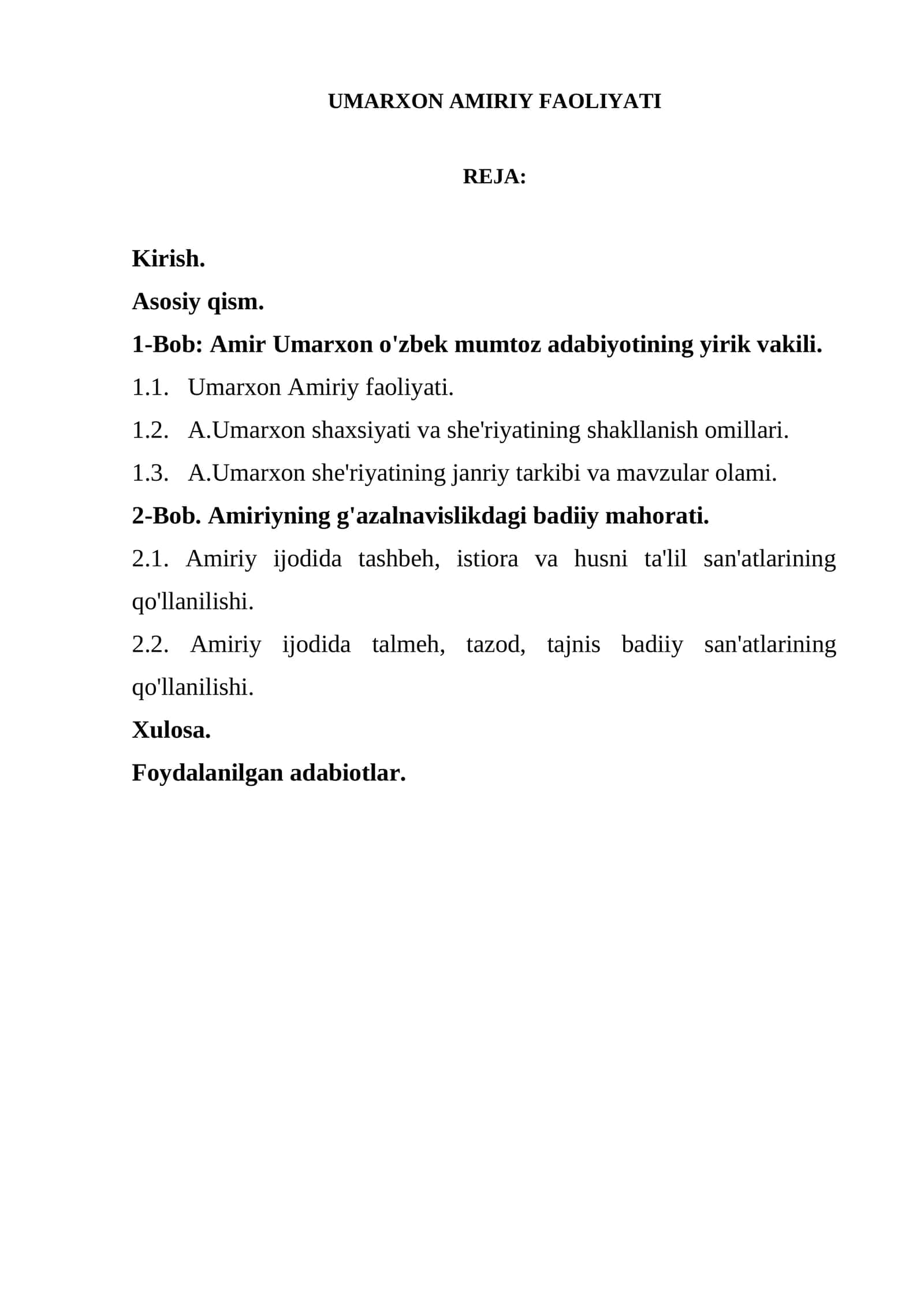 UMARXON AMIRIY FAOLIYATI