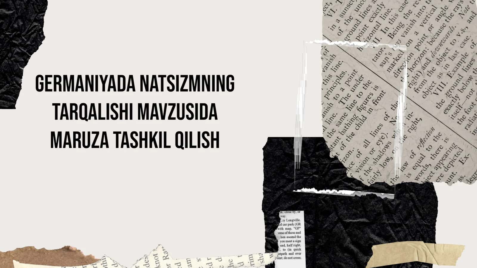 Germaniyada Natsizmning tarqalishi mavzusida maruza tashkil qilish