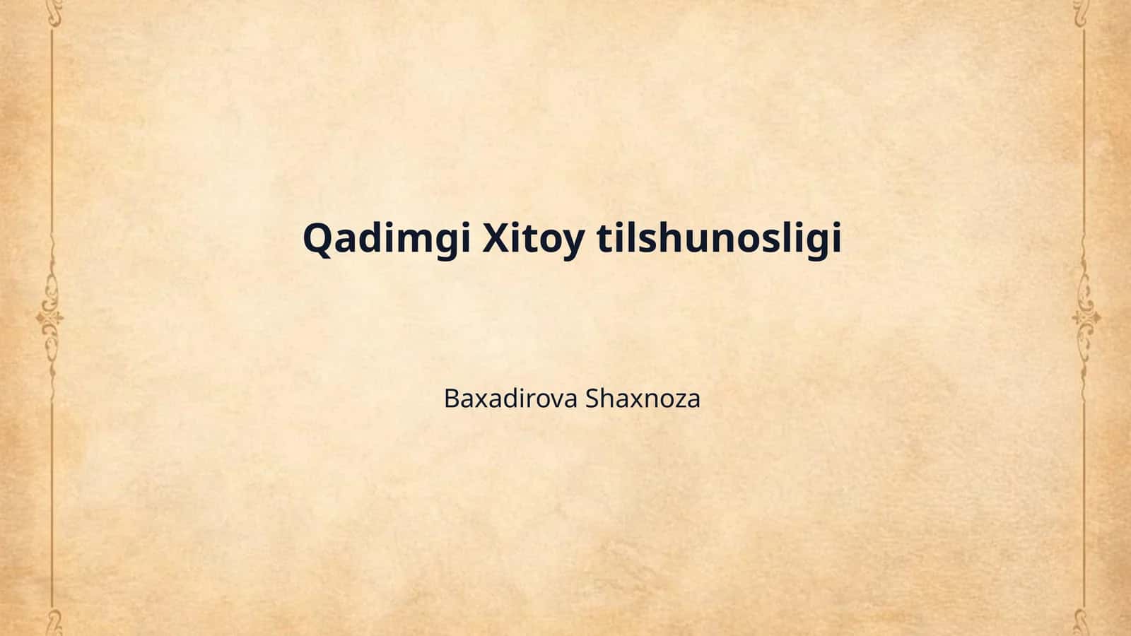 Qadimgi Xitoy tilshunosligi