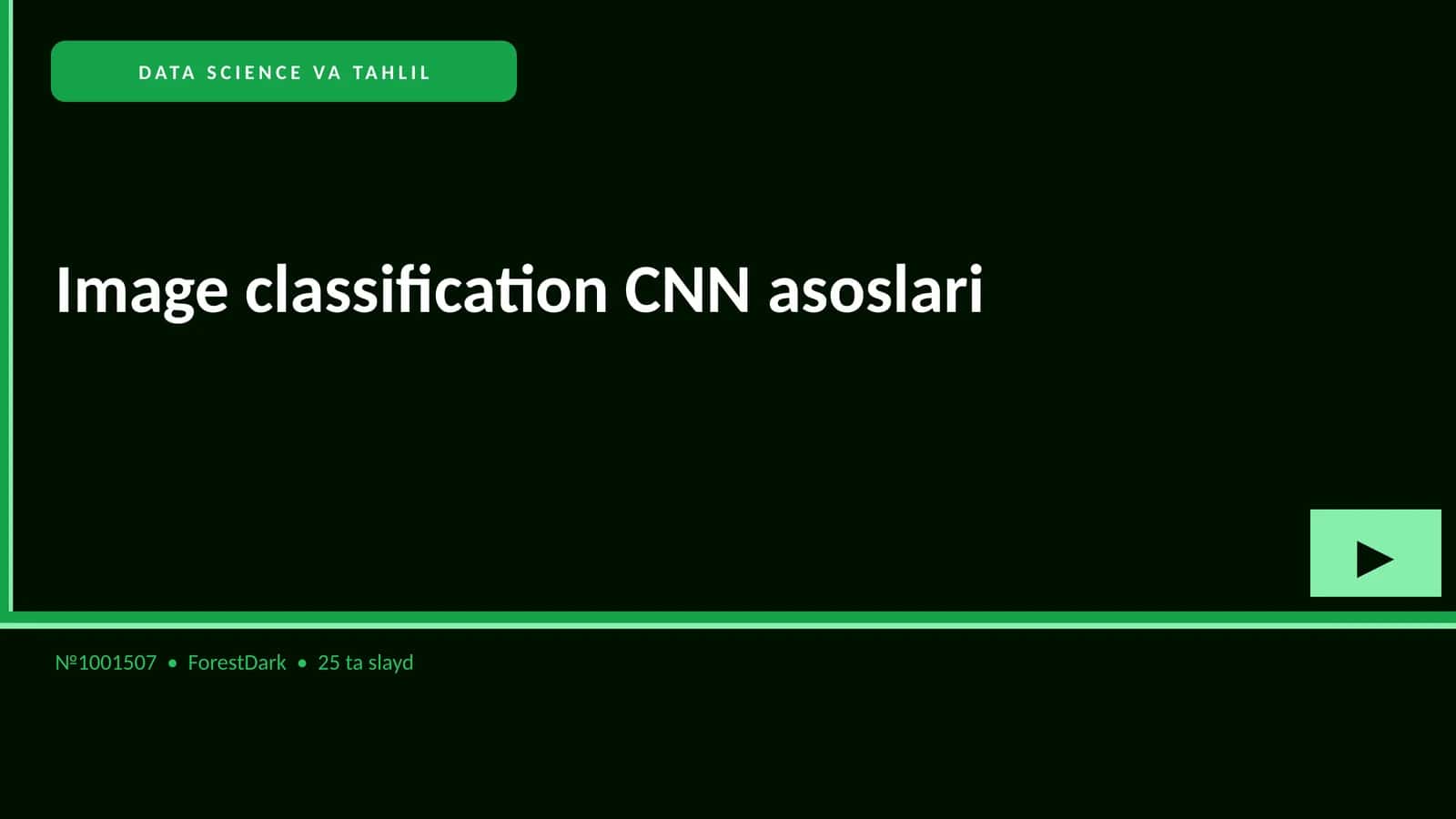Image classification CNN asoslari
