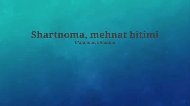 Shartnoma, mehnat bitimi