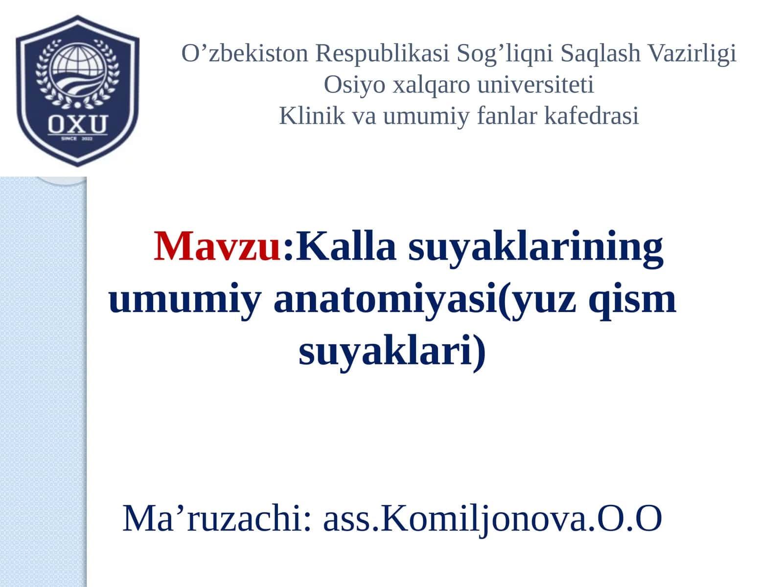 Kallasuyaklarining umumiy anatomiyasi (yuz qism suyaklari)