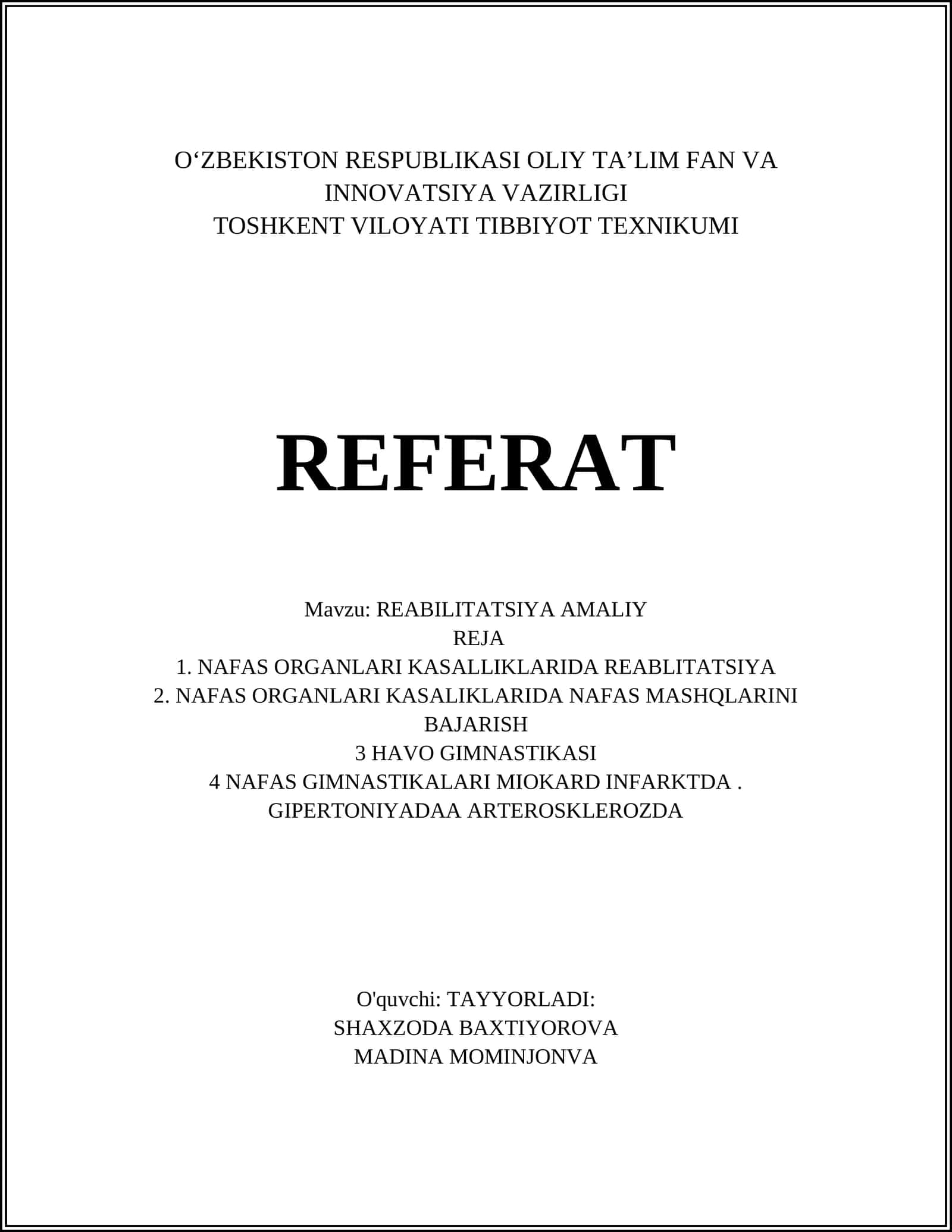 REABILITATSIYA AMALIY