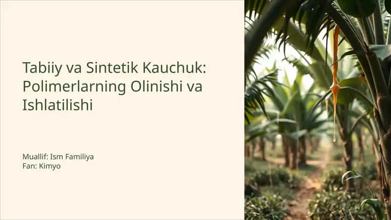 Kauchok Polimerlarining Olinishi va Ishlatilishi PPT format