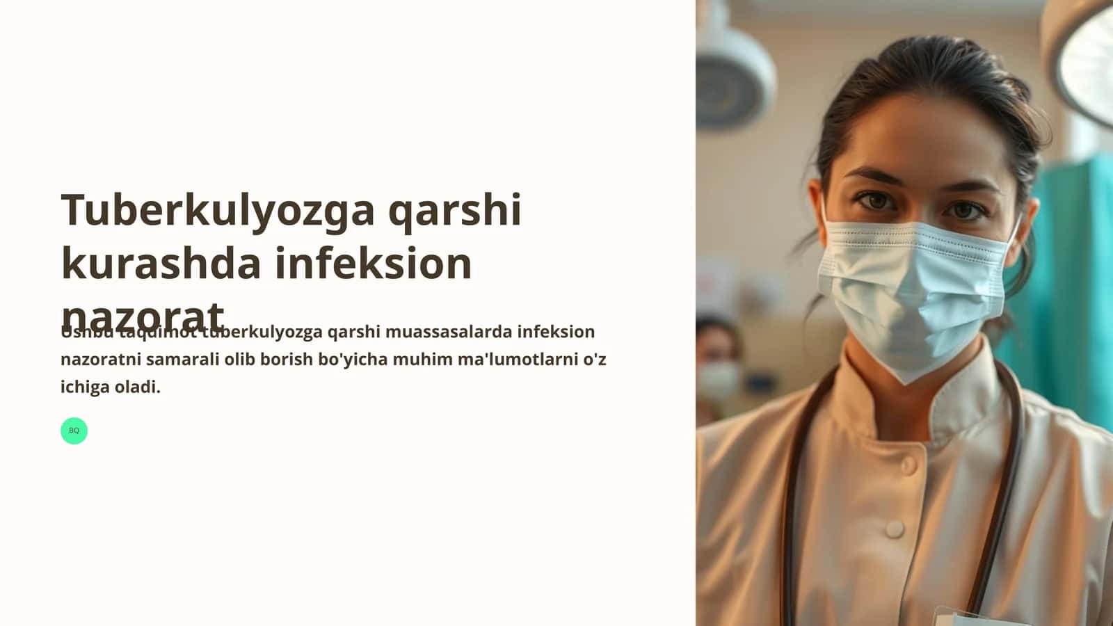 Tuberkulyozga qarshi kurashda infeksion nazorat