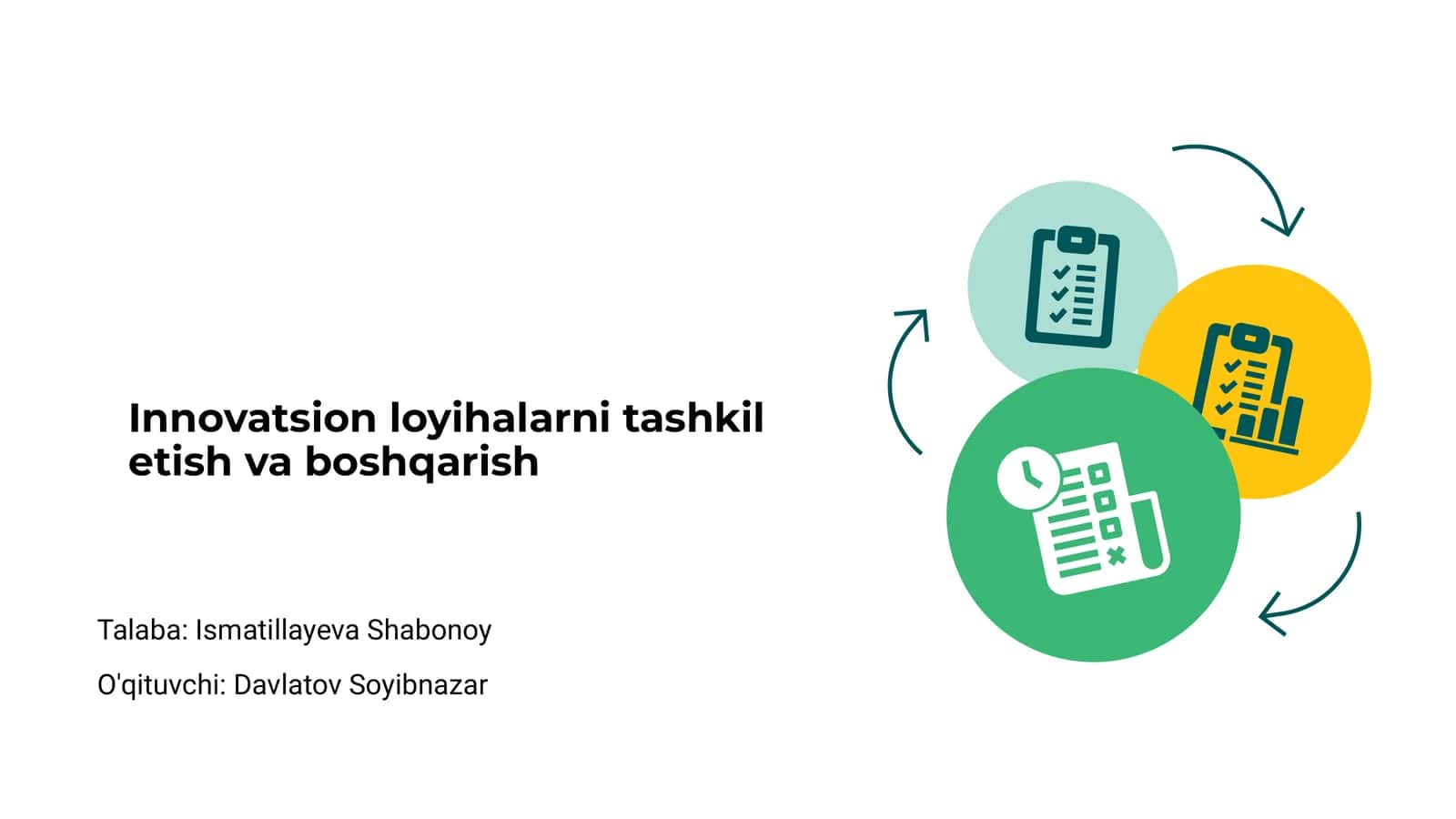 Innovatsion loyihalarni tashkil etish va boshqarish