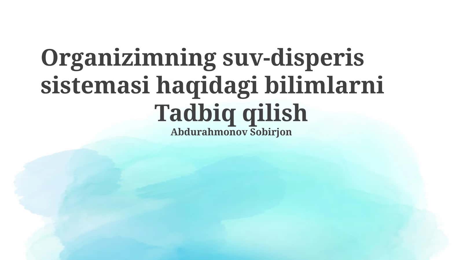 Tashkilotning suv taqsimlash tizimi