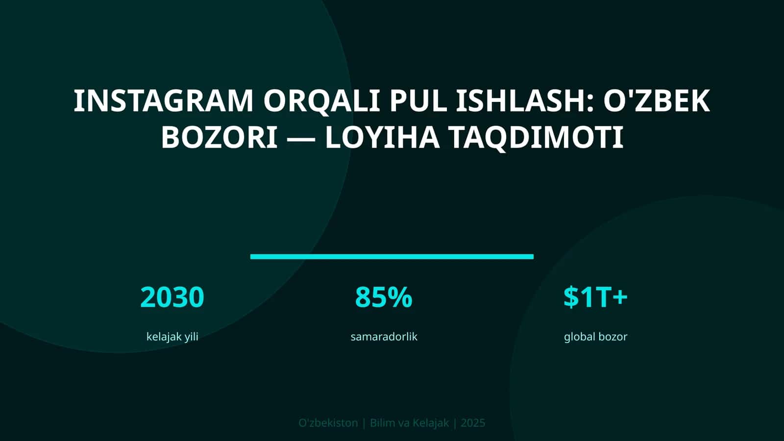 Instagram orqali pul ishlash: O'zbek bozori — loyiha taqdimoti