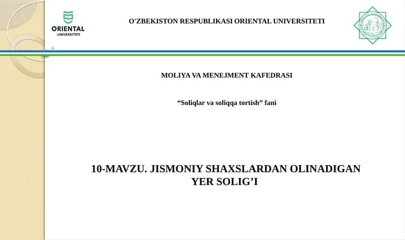 Jismoniy shaxslardan olinadigan yer solig’i