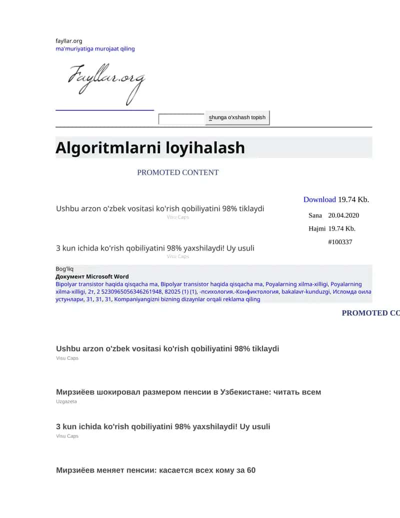 Algoritmlarni loyihalash
