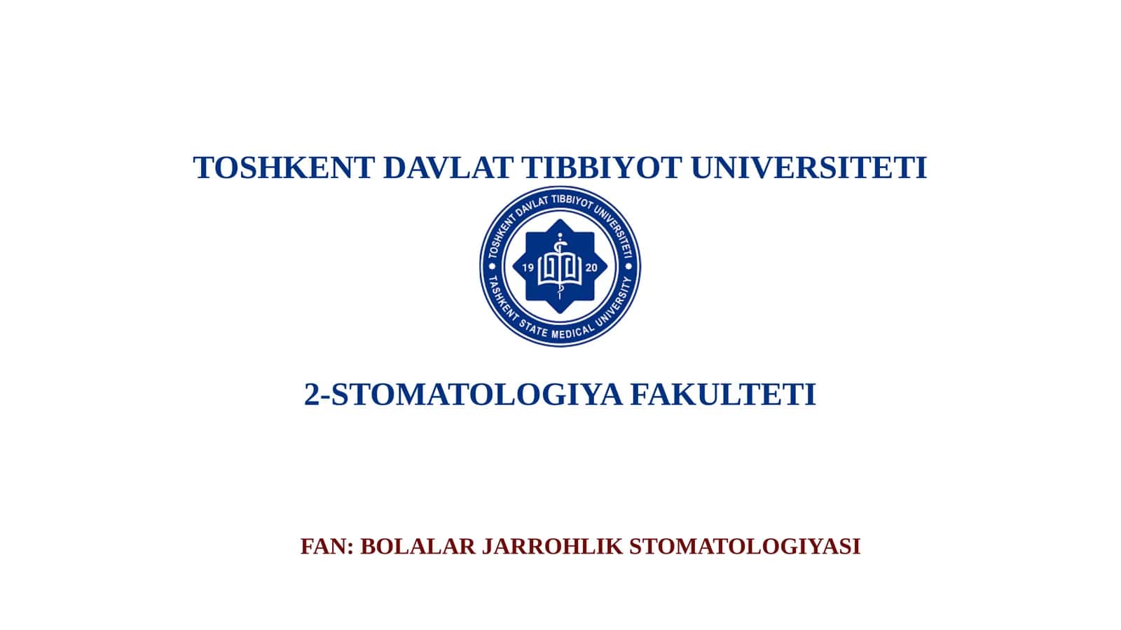 BOLALAR STOMATOLOGIYASIDA OG‘RIQSIZLANTIRISHBOLALARDA TISHLARNI OLISH