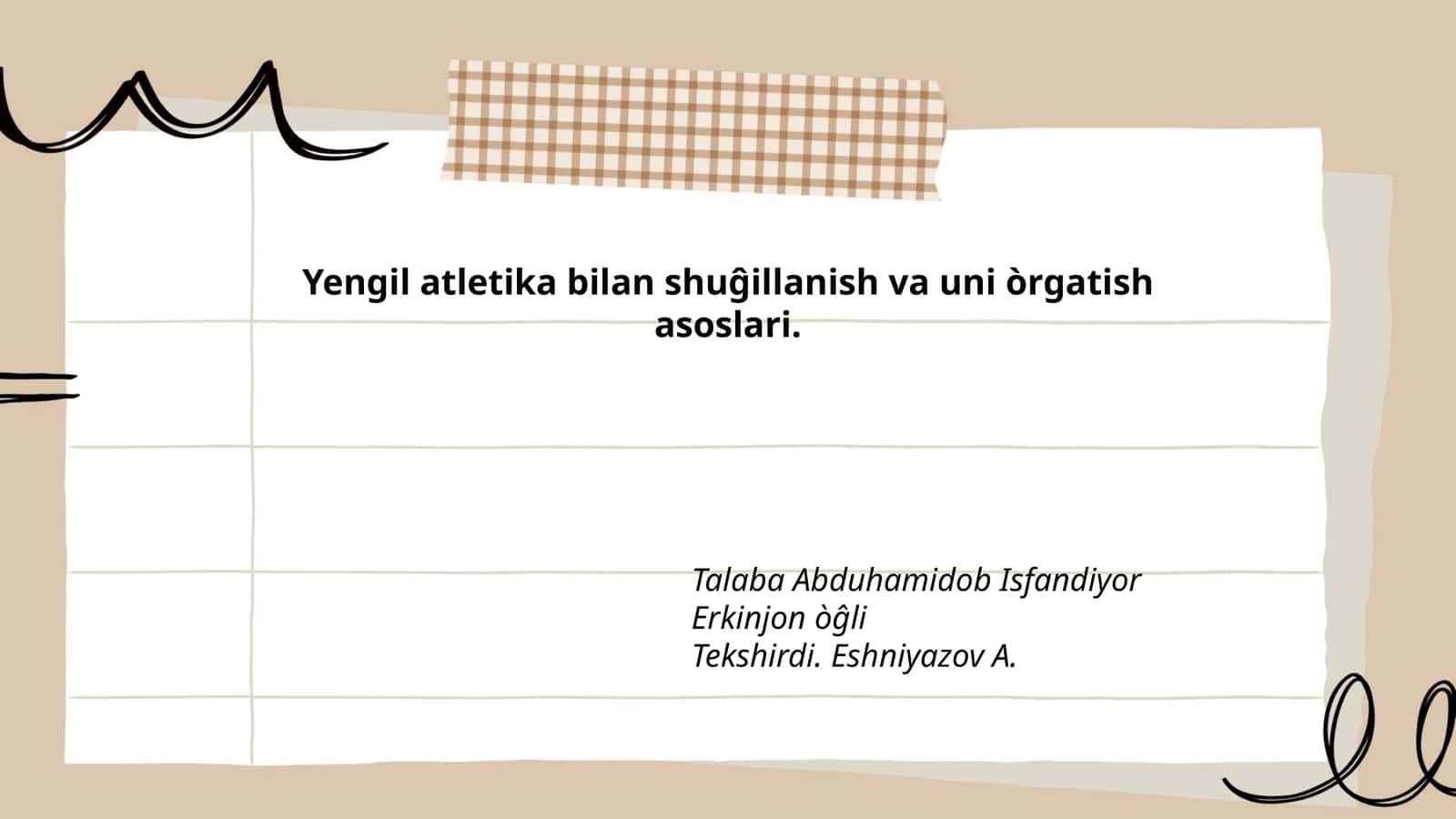 Yengil atletika bilan shuĝillanish va uni òrgatish asoslari