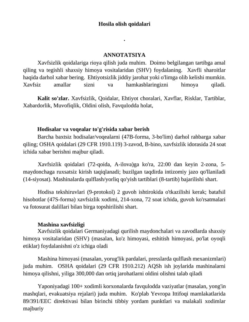 Xavfsizlik qoidalari