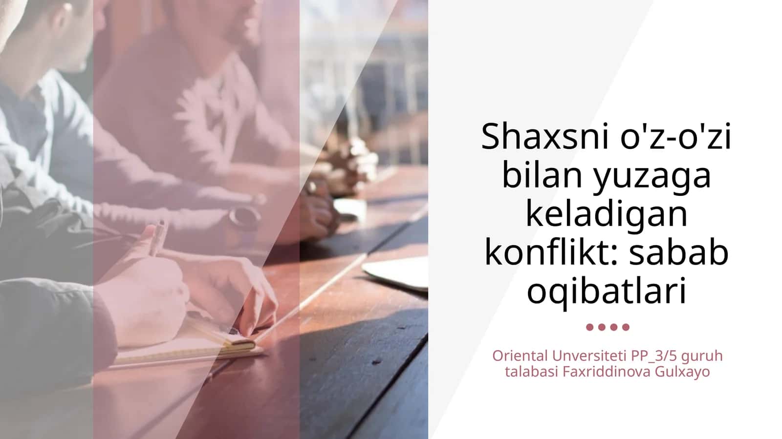 Shaxsni o'z-o'zi bilan yuzaga keladigan konflikt: sabab oqibatlari