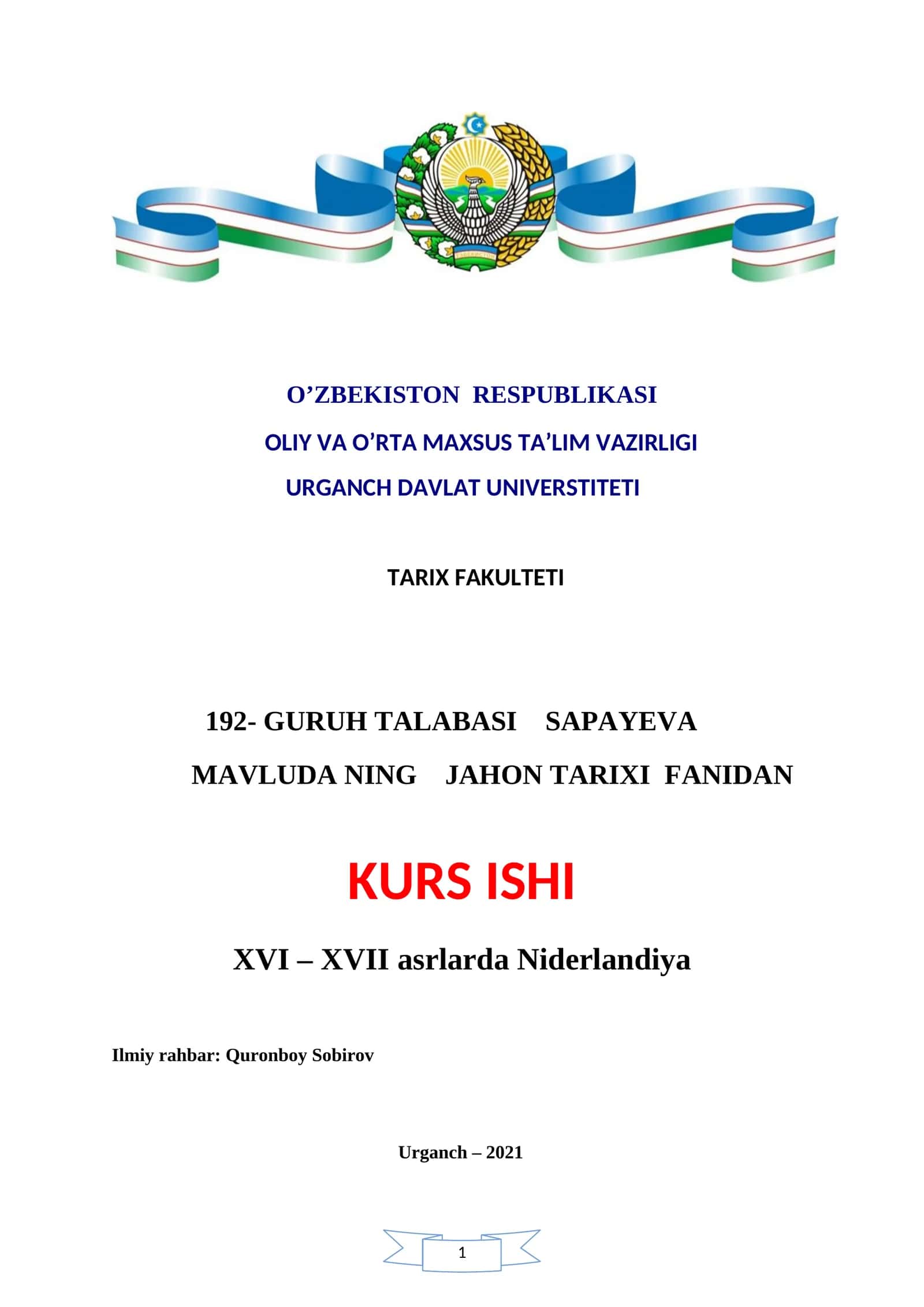 XVI - XVII asrlarda Niderlandiya