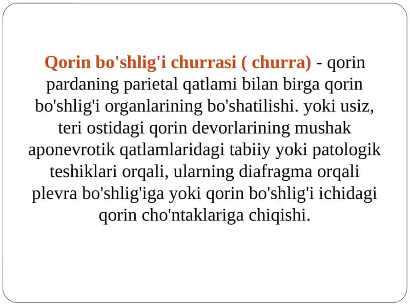 Qorin bo'shlig'i churrasi ( churra)