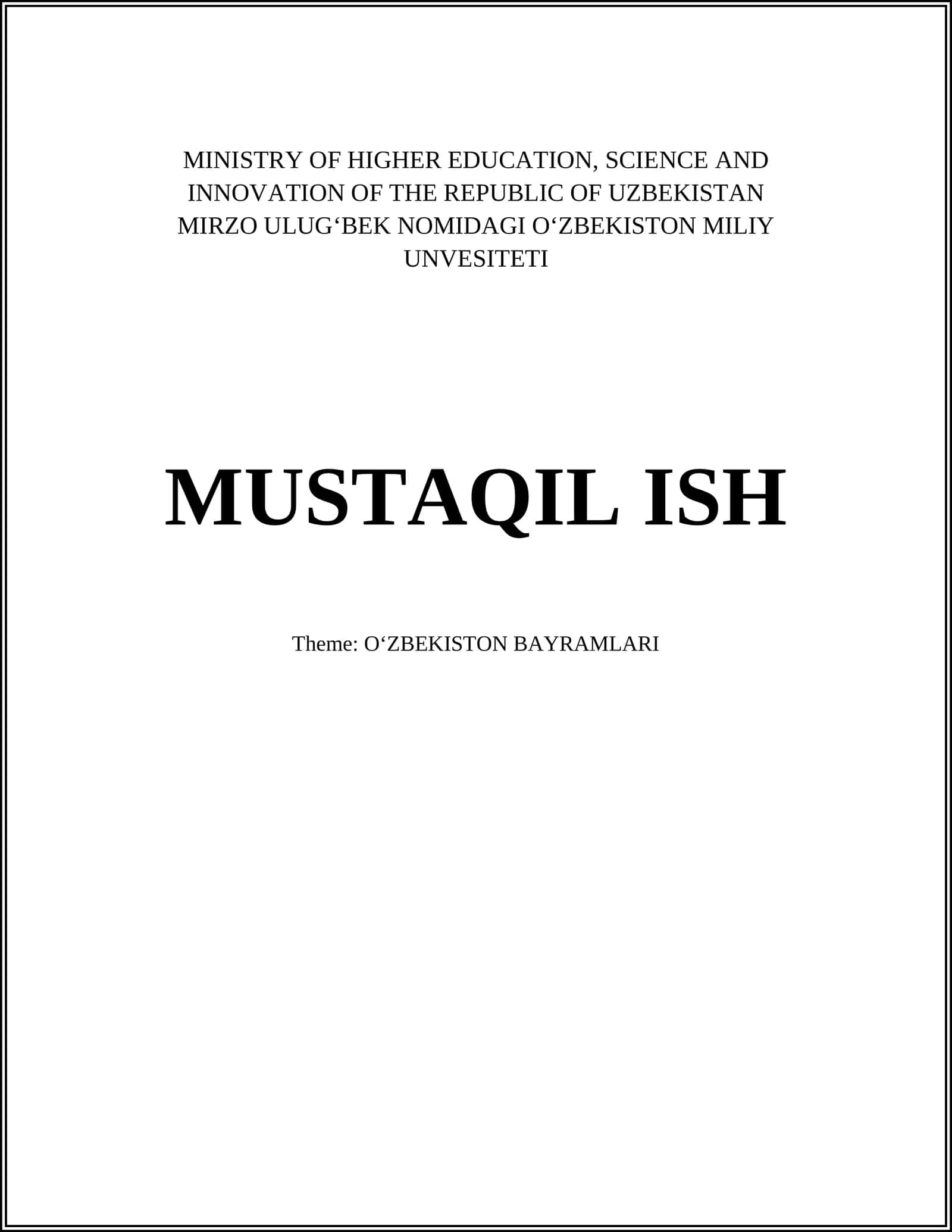 OʻZBEKISTON BAYRAMLARI
