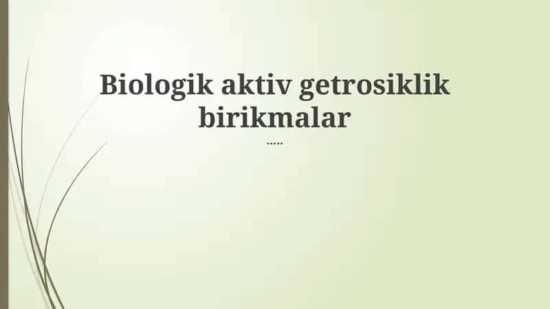 Geterosiklik birikmalar