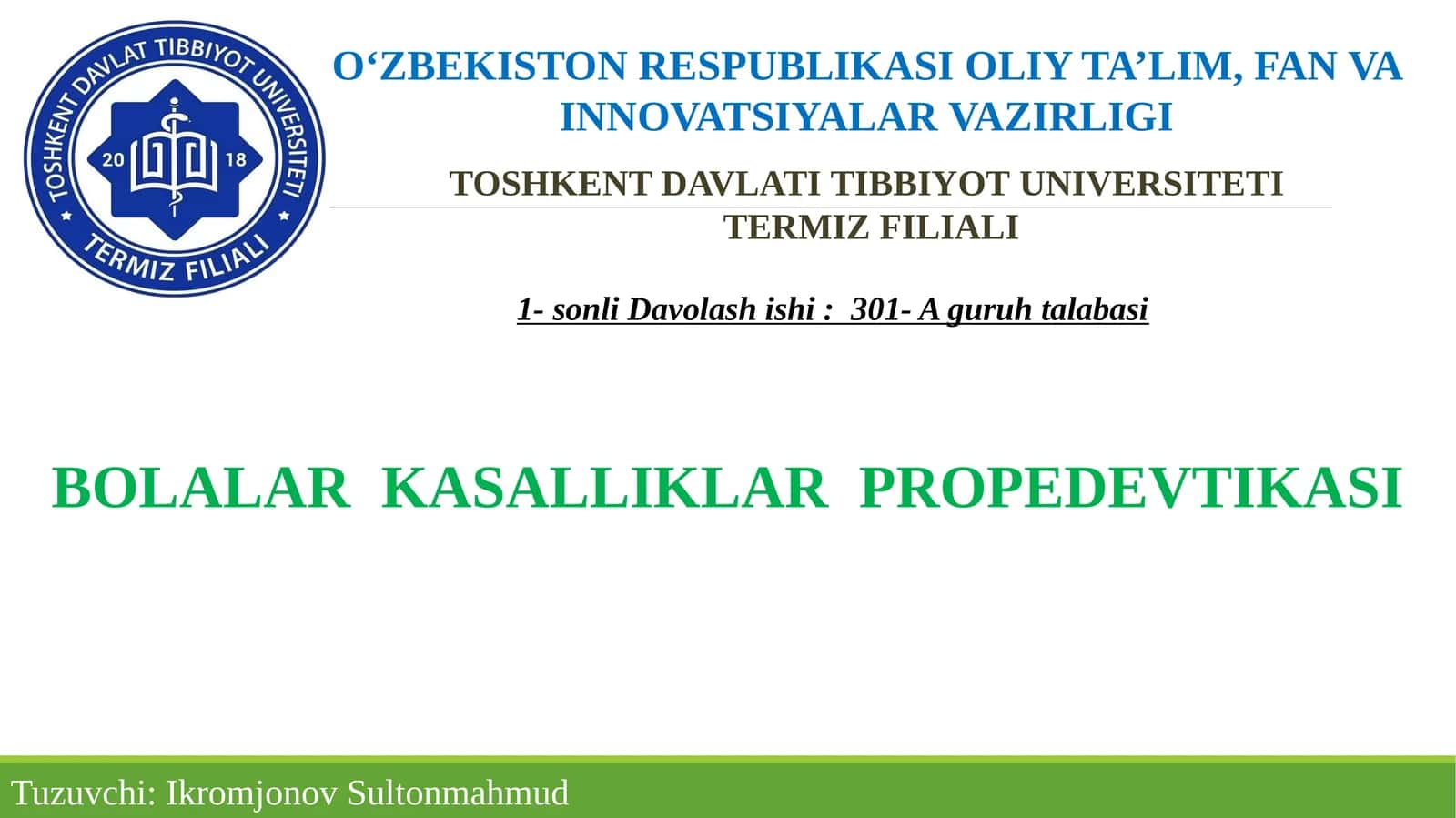 Bolalar kasalliklari propedavtikasi