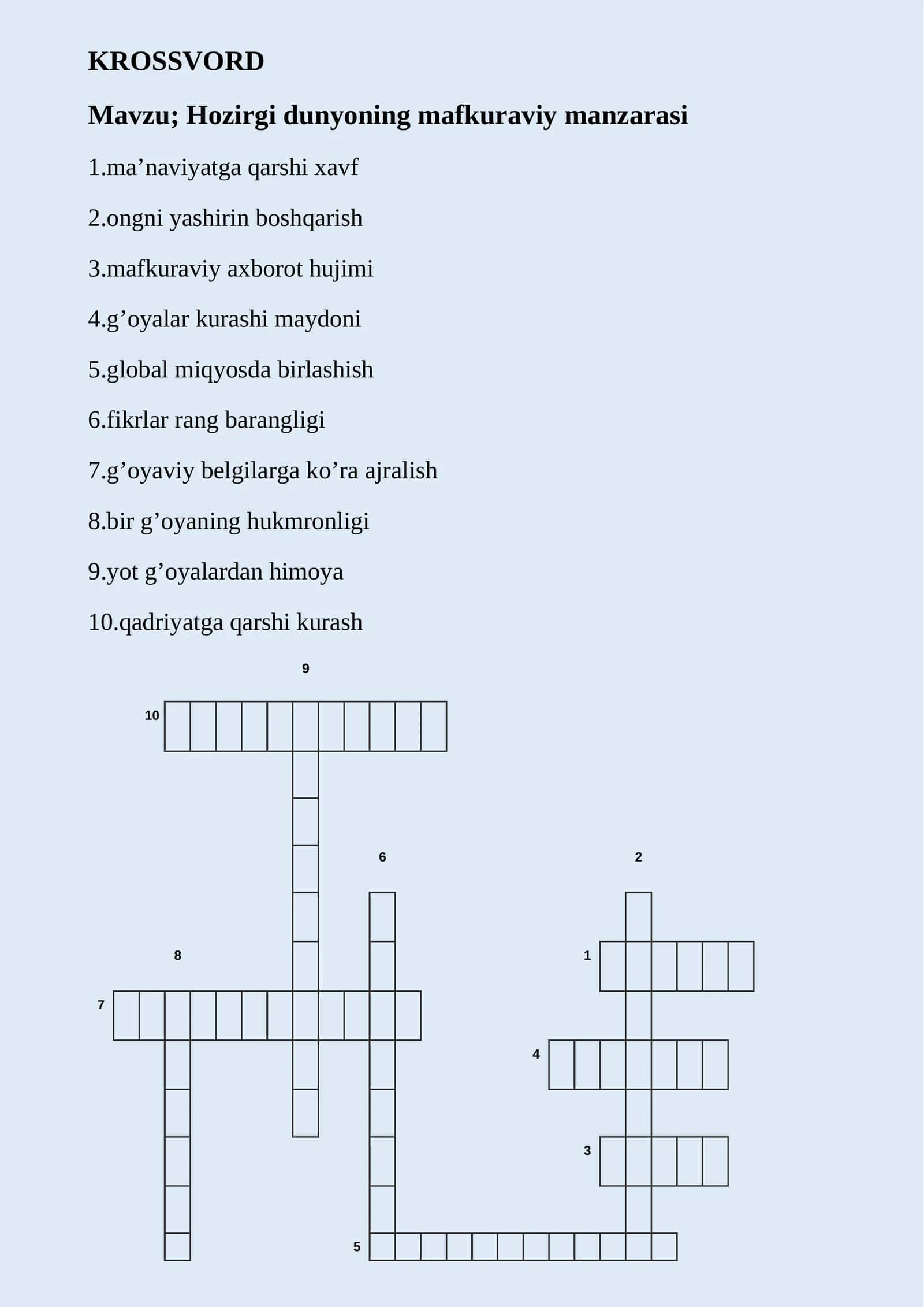 hozirgi dunyo