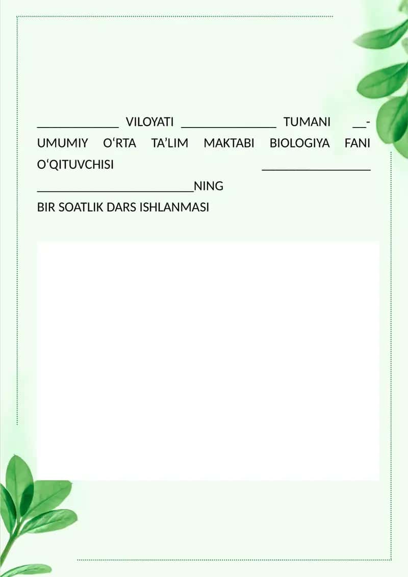 Meva. Dars ishlanma