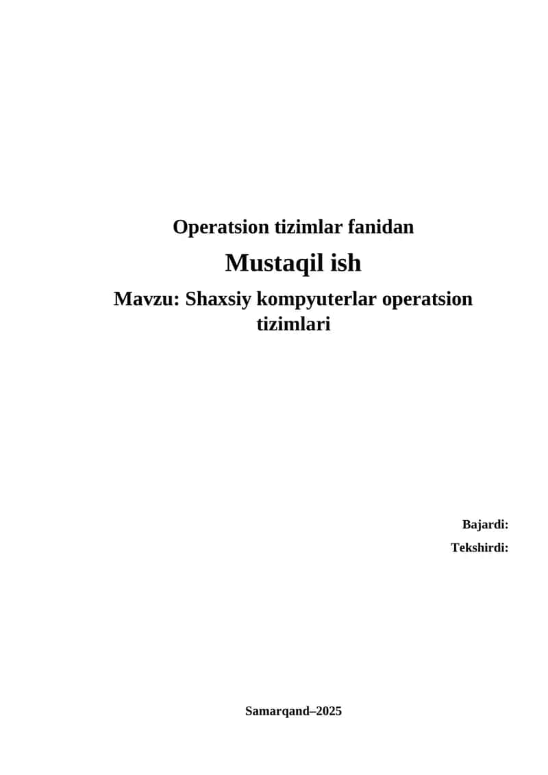 Shaxsiy kompyuterlar operatsion tizimlari