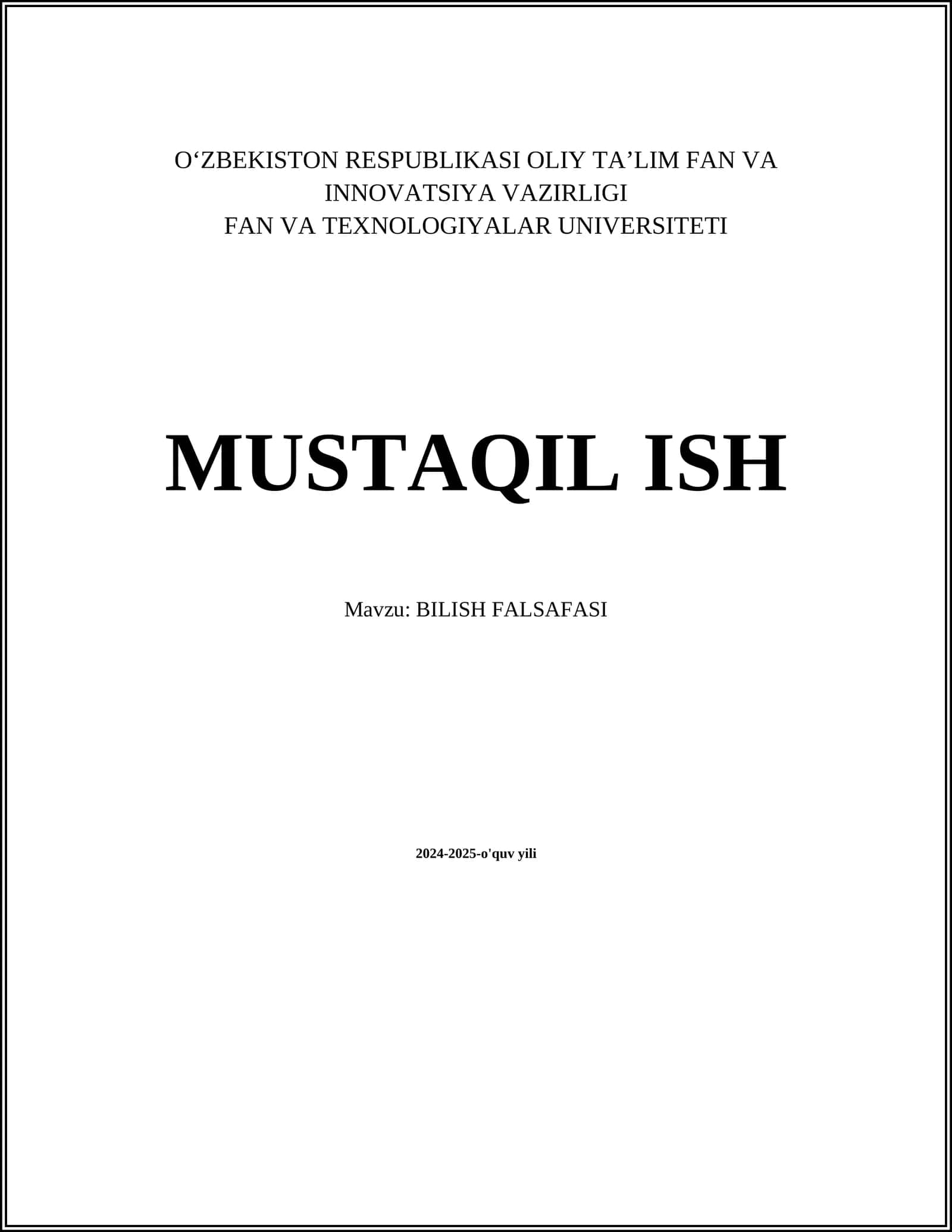 BILISH FALSAFASI