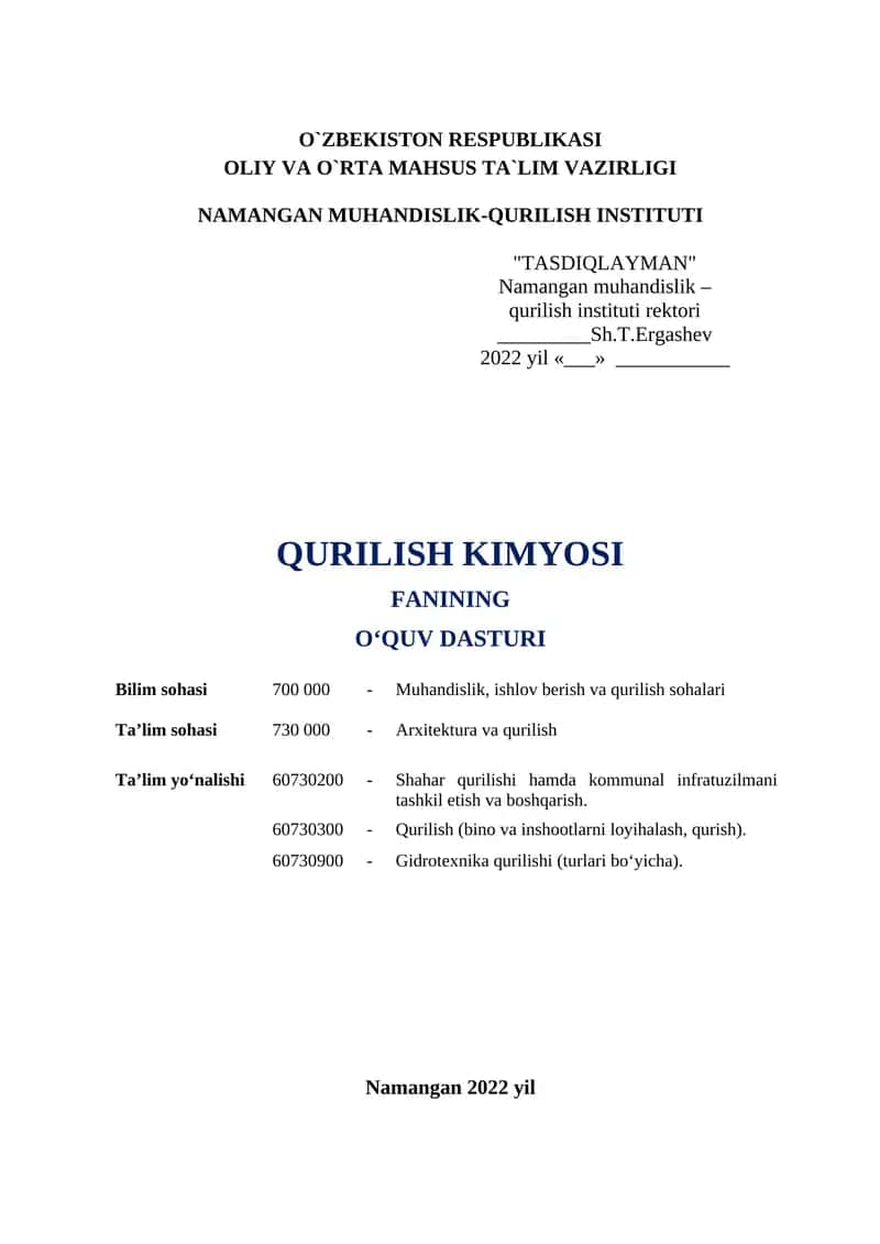 QURILISH KIMYOSI