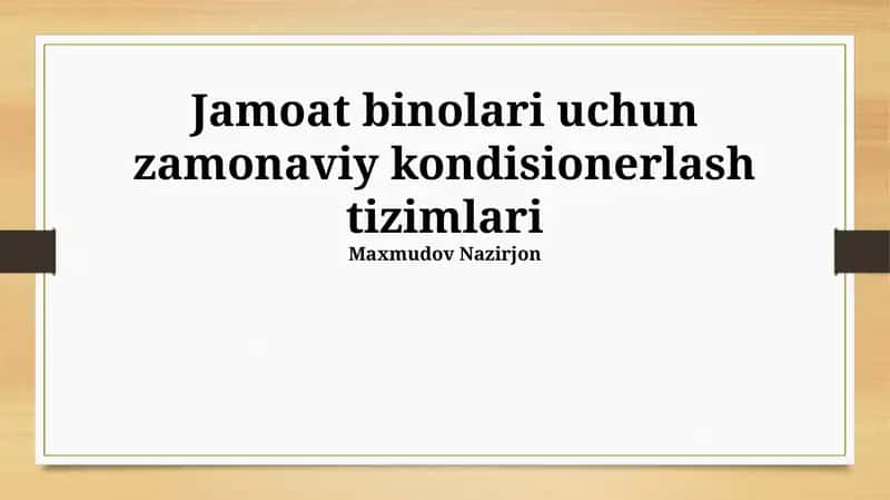 Zamonaviy Kondisonerlash Tizimlari