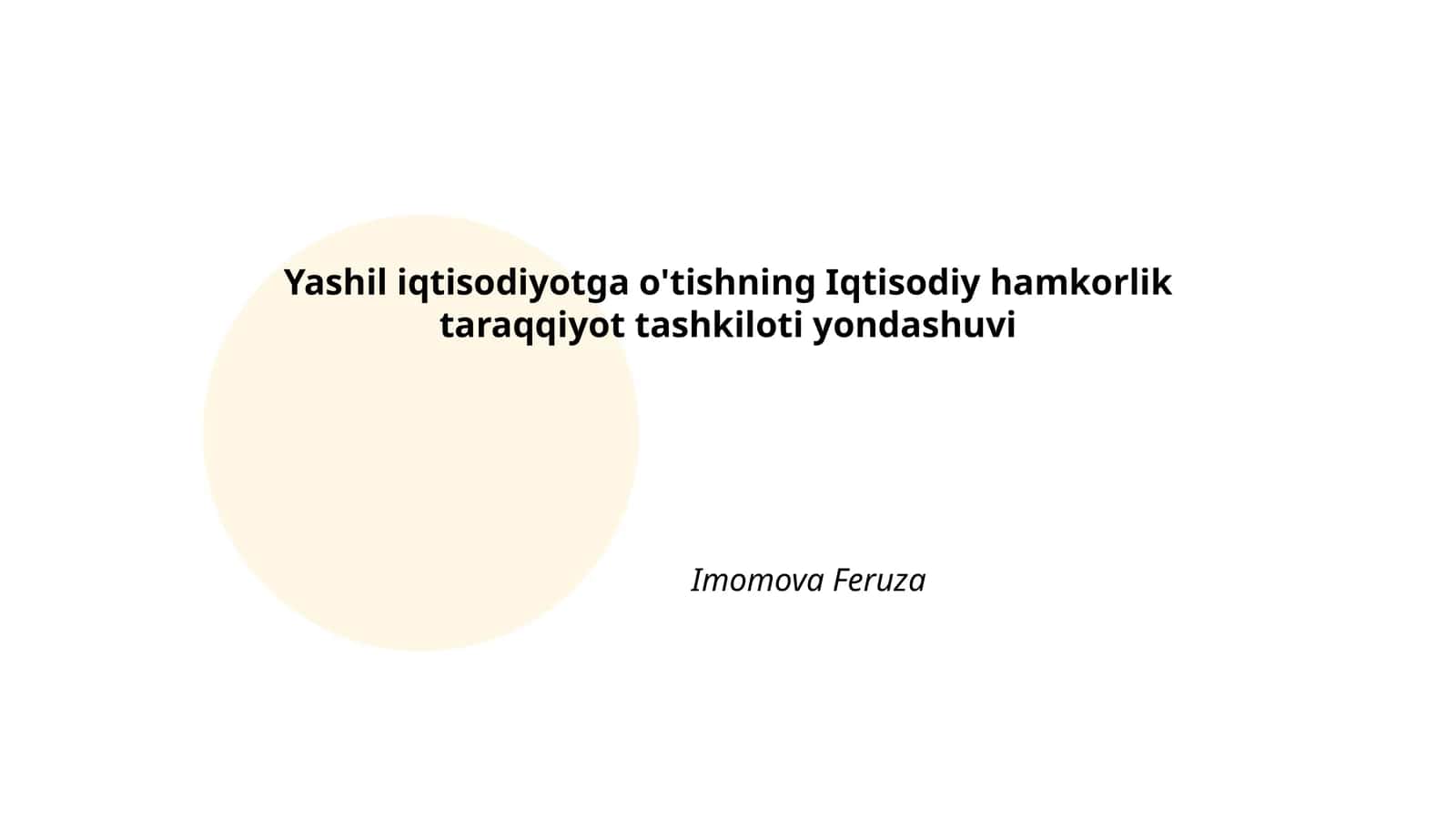 Yashil iqtisodiyotga o'tishning Iqtisodiy hamkorlik taraqqiyot tashkiloti yondashuvi
