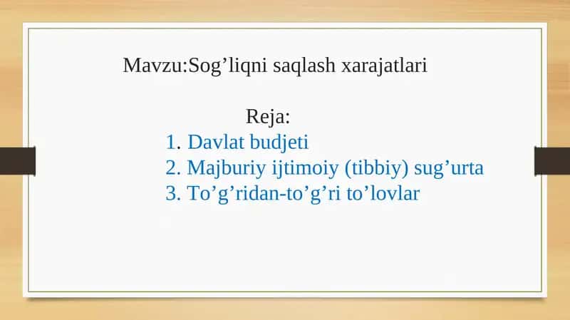 Sog’liqni saqlash xarajatlari