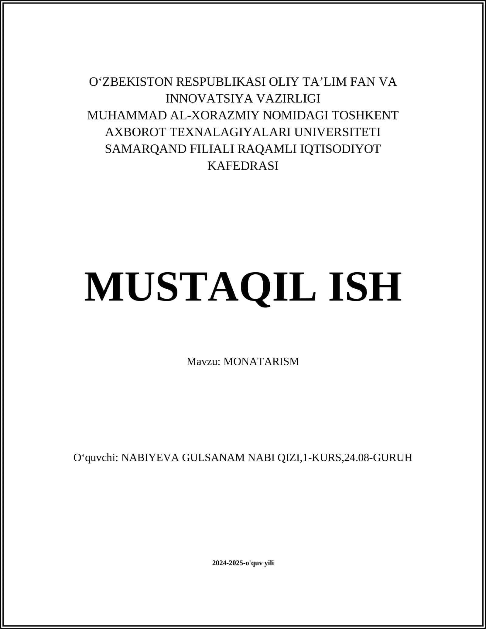 MONATARISM