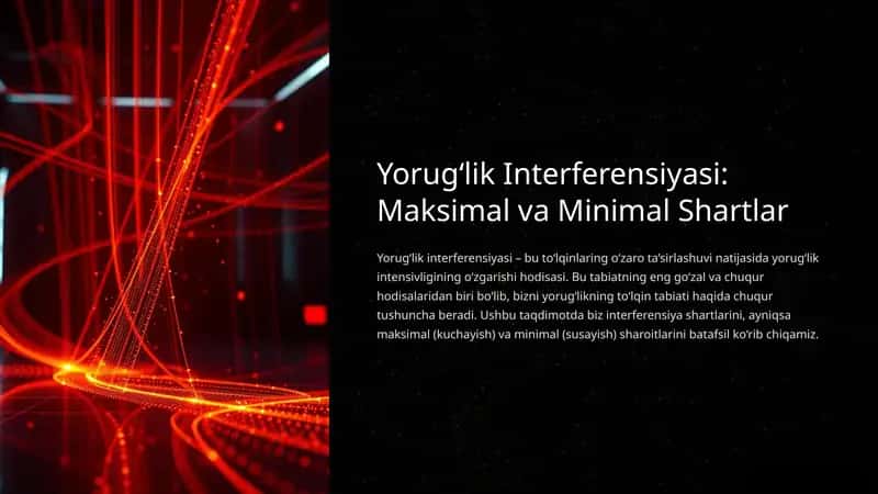 Yorug‘lik Interferensiyasi: Maksimal va Minimal Shartlar