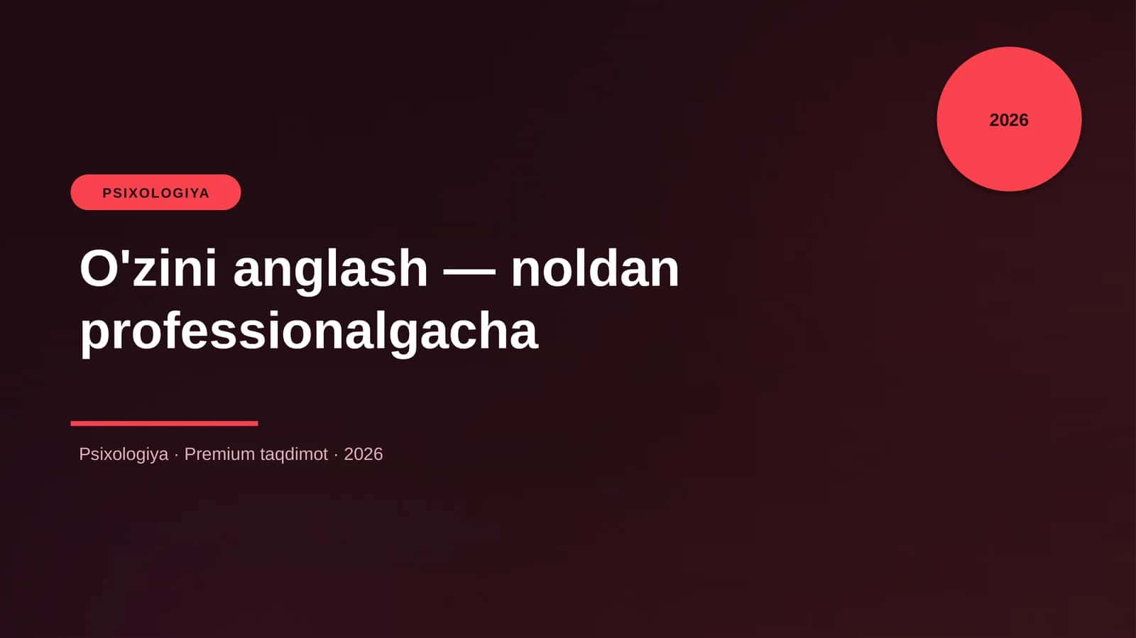 O'zini anglash — noldan professionalgacha